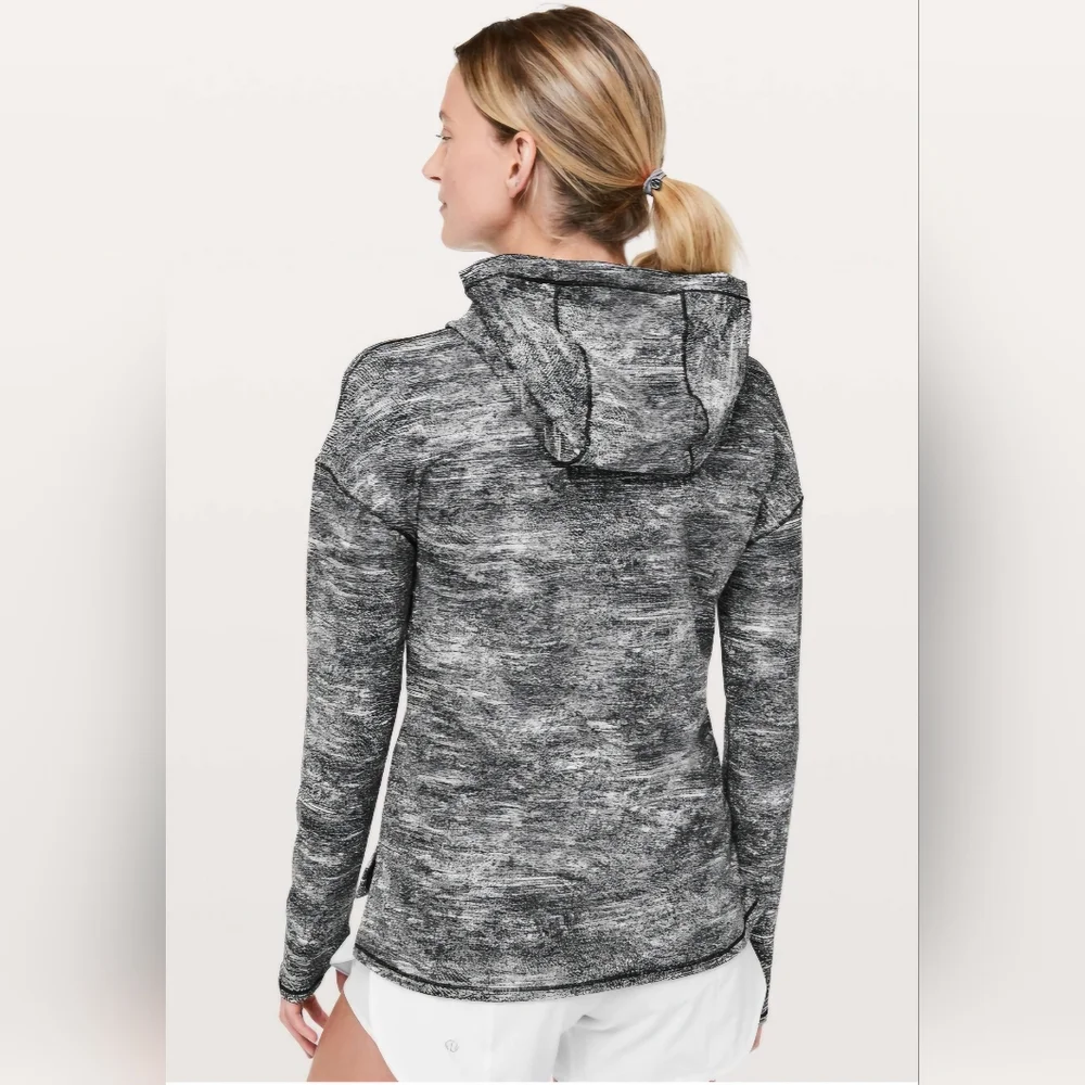 Lululemon Forever Endeavour Long Sleeve Rush Jacquard Black White